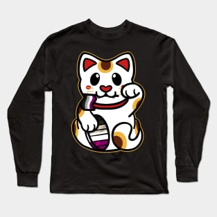 LGBTQ+ Pride Lucky Cat - Asexual Long Sleeve T-Shirt